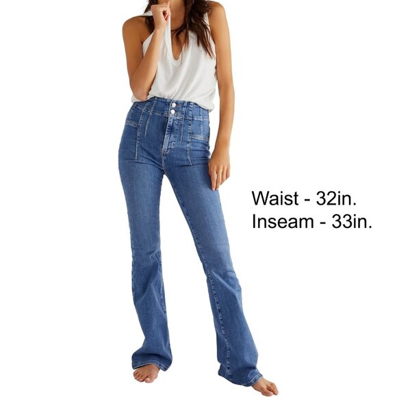 Free People Women's We The Free Jayde Flare Jeans Sunburst Blue Size 32 - Picture 1 of 3